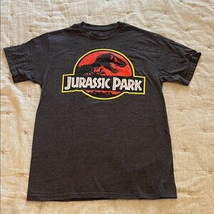 Jurassic Park Logo Graphic Tee - Black with Red & Yellow Logo